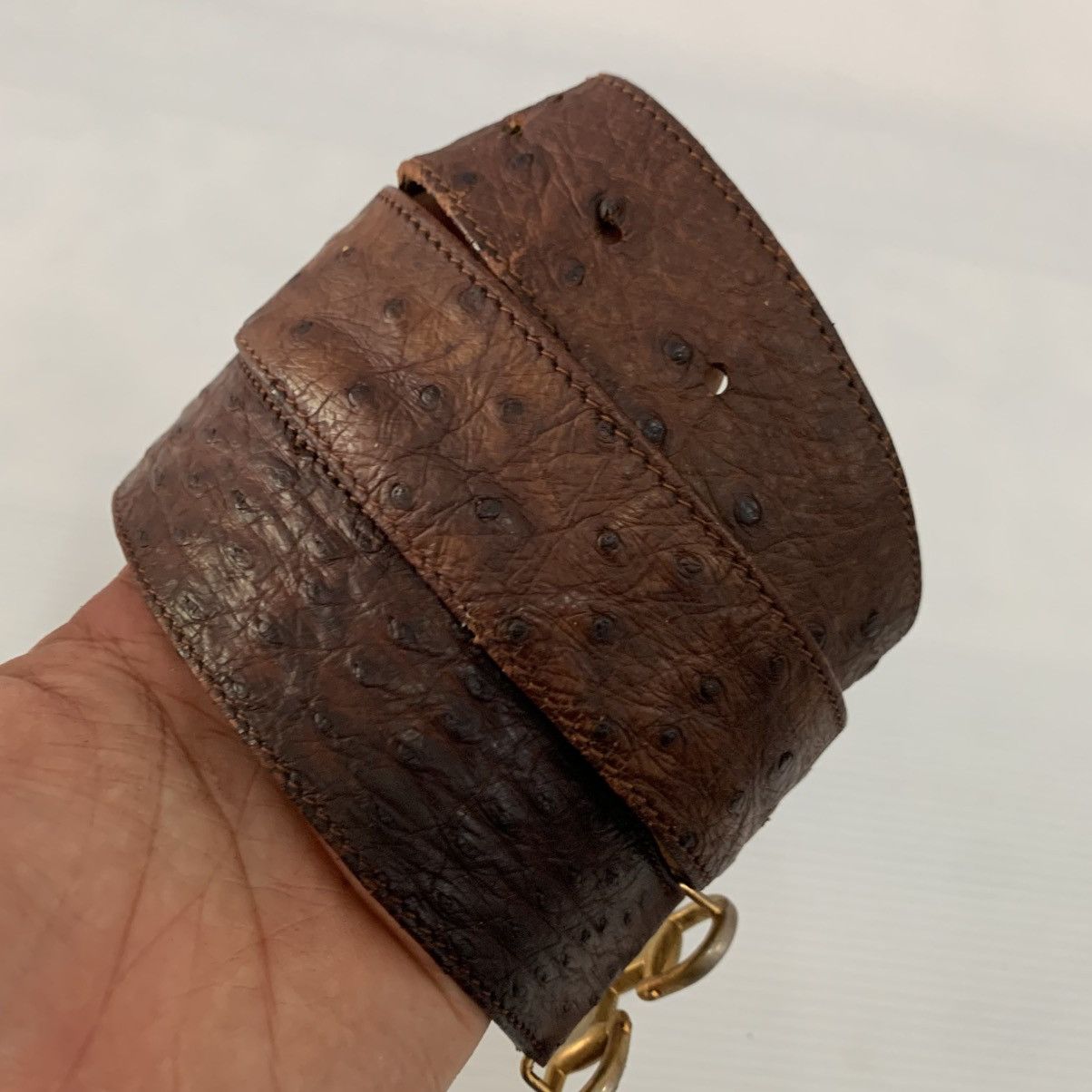 Gucci Gucci Vintage Ostrich Leather Belt Size 34 - 5 Thumbnail