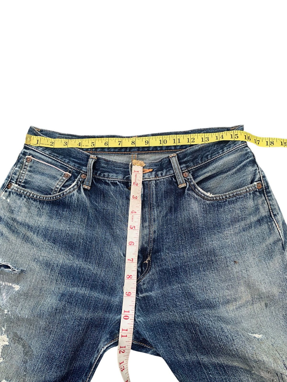 Edwin VINTAGE EDWIN 505 SELVEDGE FADED & RUSTY DISTRESSED DENIM Size US 32 / EU 48 - 19 Thumbnail