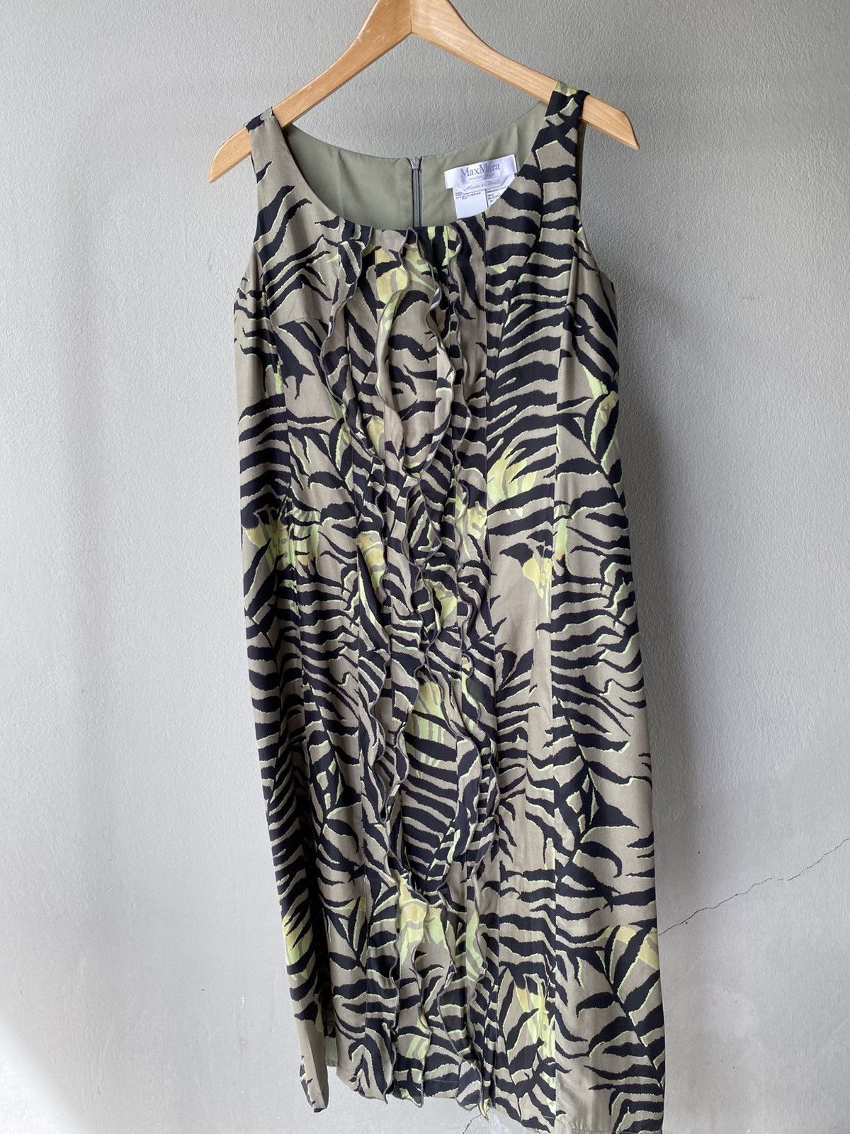 Max Mara Maxmara Green Tiger Printed dress. Size S / US 4 / IT 40 - 14 Thumbnail