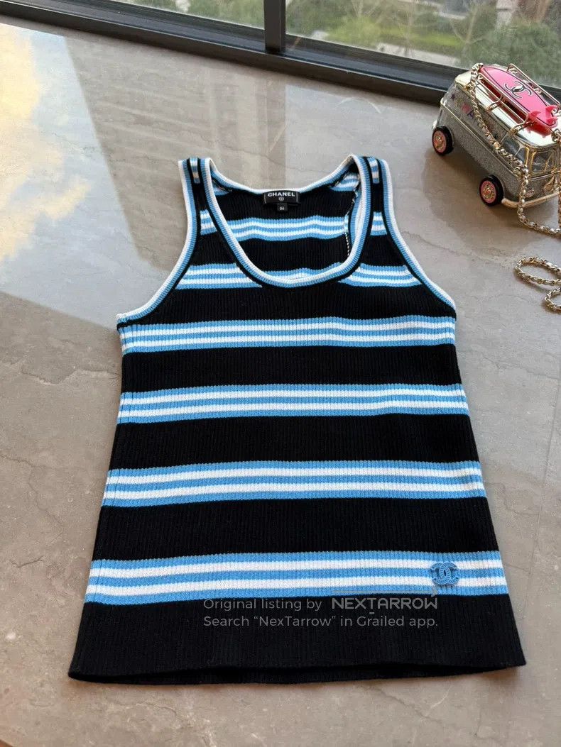 Chanel Chanel 24a Manchester super wearable blue and black stripe Size XS / US 0-2 / IT 36-38 - 1 Thumbnail