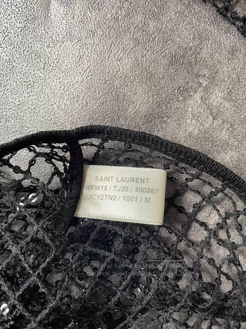 Saint Laurent Paris Saint Laurent Paris Crystal Beaded Openwork Fishnet Camiso Size US M / EU 48-50 / 2 - 5 Thumbnail