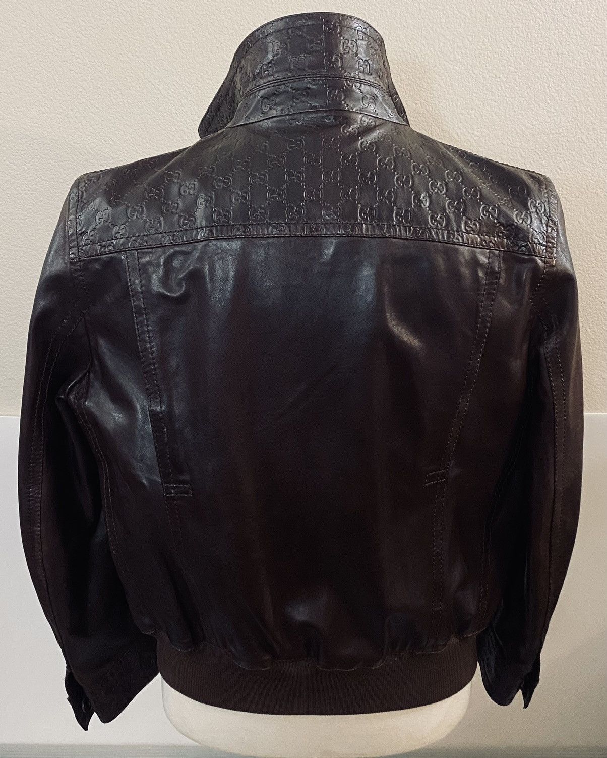 Gucci Gucci x Tom Ford 🇮🇹 Mocha Leather GG Allover Bomber Jacket 52 Size US L / EU 52-54 / 3 - 5 Thumbnail