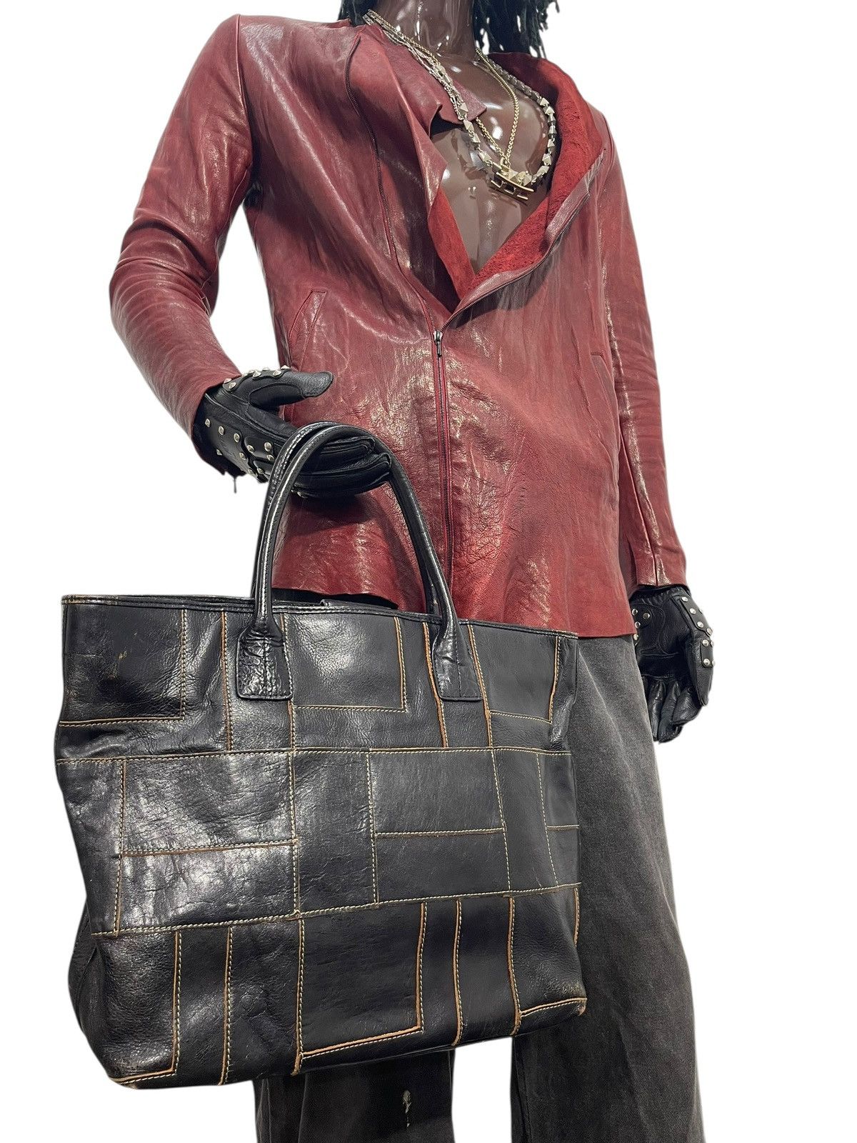 Japanese Brand Full Leather Patchwork Unknown Tote Bag 5🟩 Size ONE SIZE - 1 Thumbnail