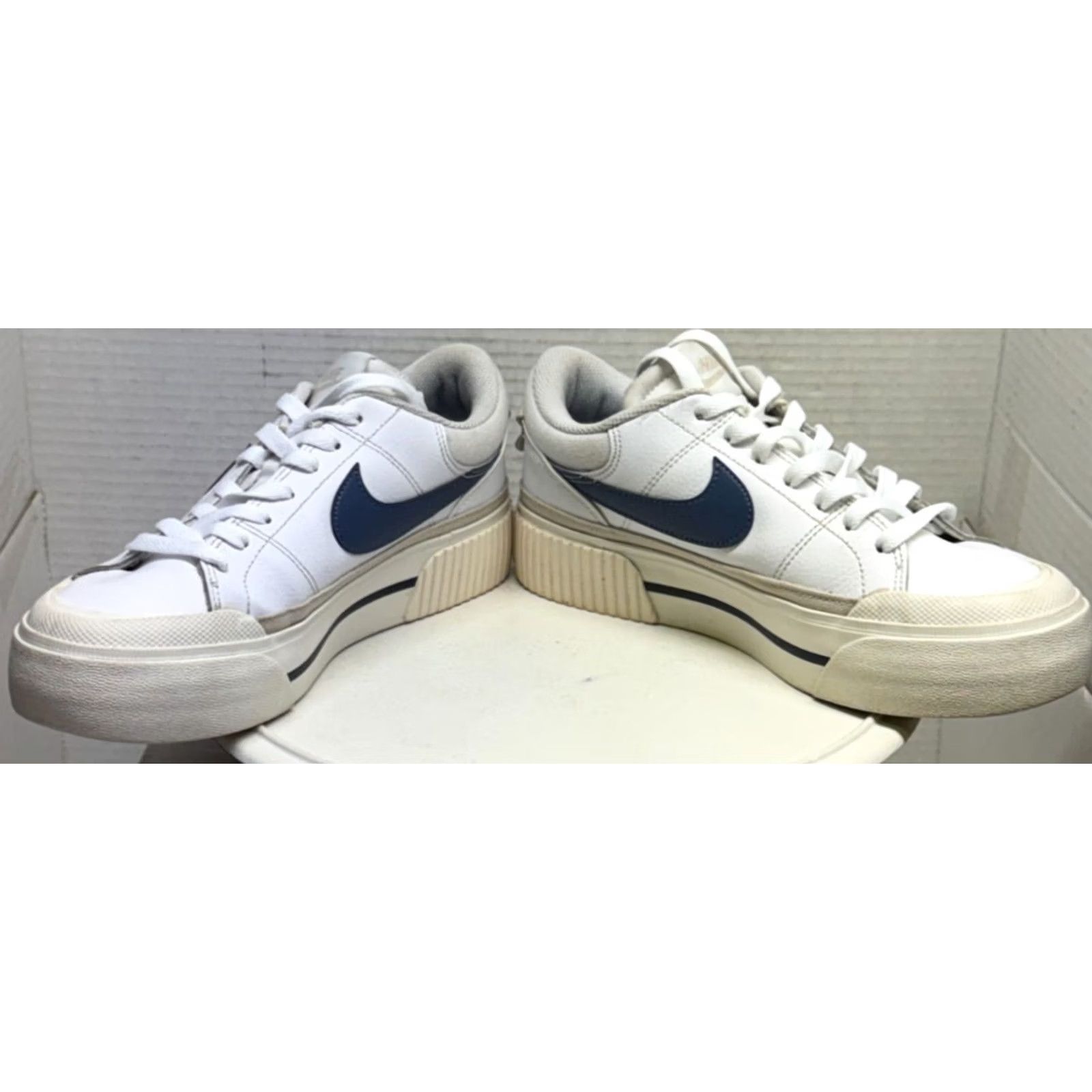 Nike Nike Court Legacy Lift Sneakers Womens DM7590-104 White 39/8 Diffused Blue Comfort Classic Size US 8 / IT 38 - 3 Thumbnail