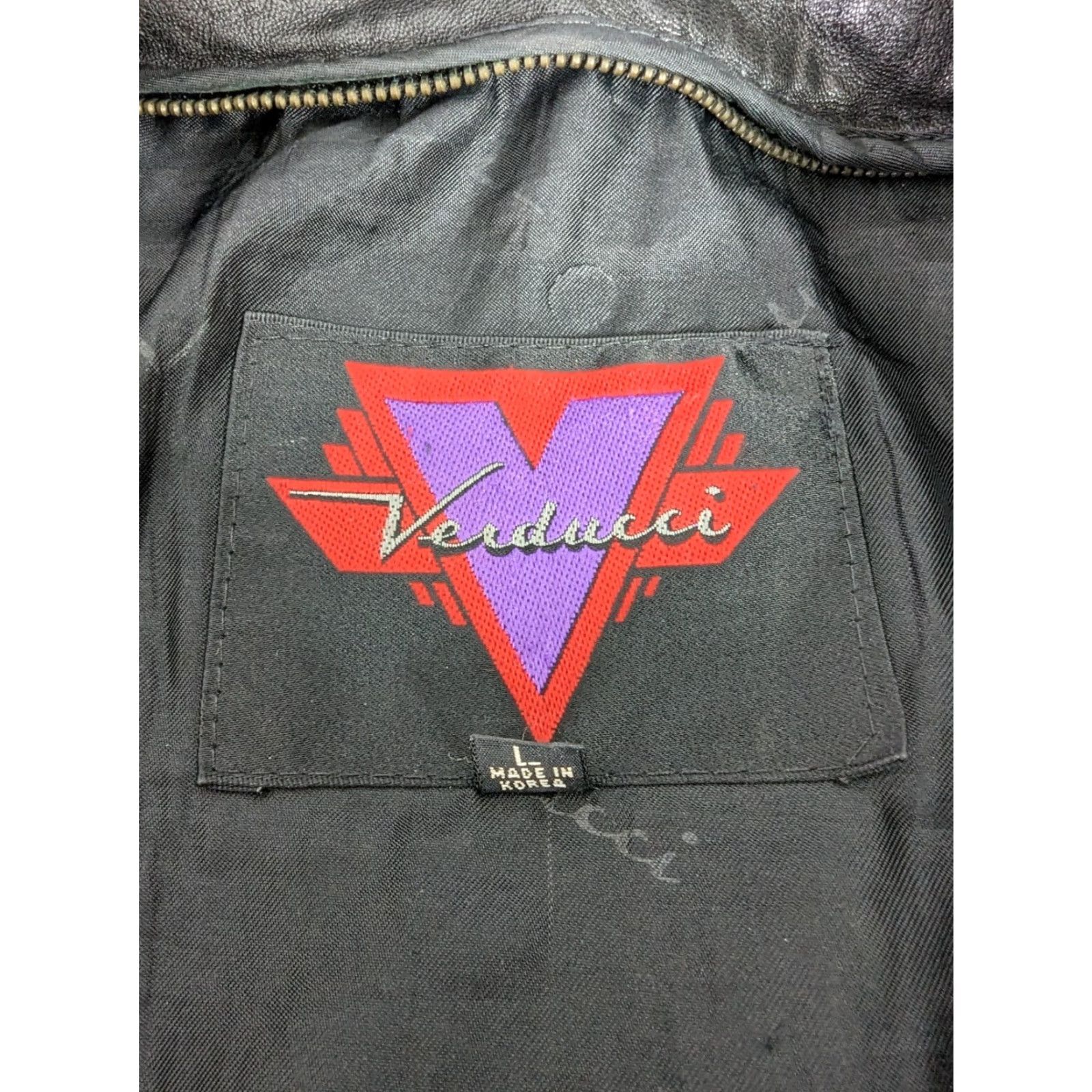 Vintage VINTAGE 80s Black Leather Biker Jacket Mens Large Chest 25" Length 26" Zippered Pockets Belted Bomber Style Size US L / EU 52-54 / 3 - 4 Thumbnail