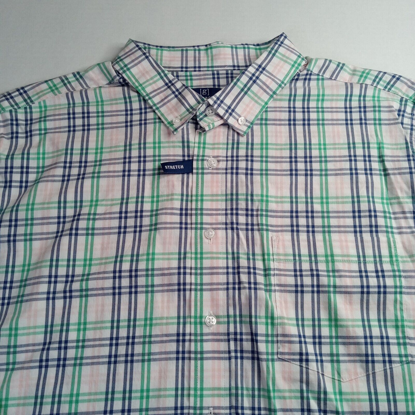George George Poplin Shirt Men's 2XL Pink Green White Plaid Classic Size US XXL / EU 58 / 5 - 3 Thumbnail