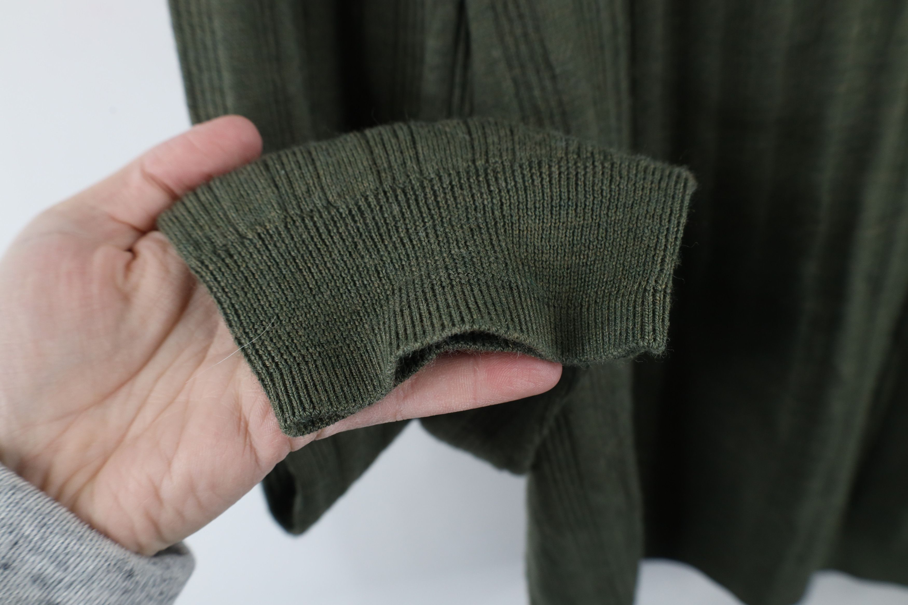 Vintage Vintage 90s Streetwear Merino Wool Ribbed Knit Sweater Green Size US L / EU 52-54 / 3 - 5 Thumbnail