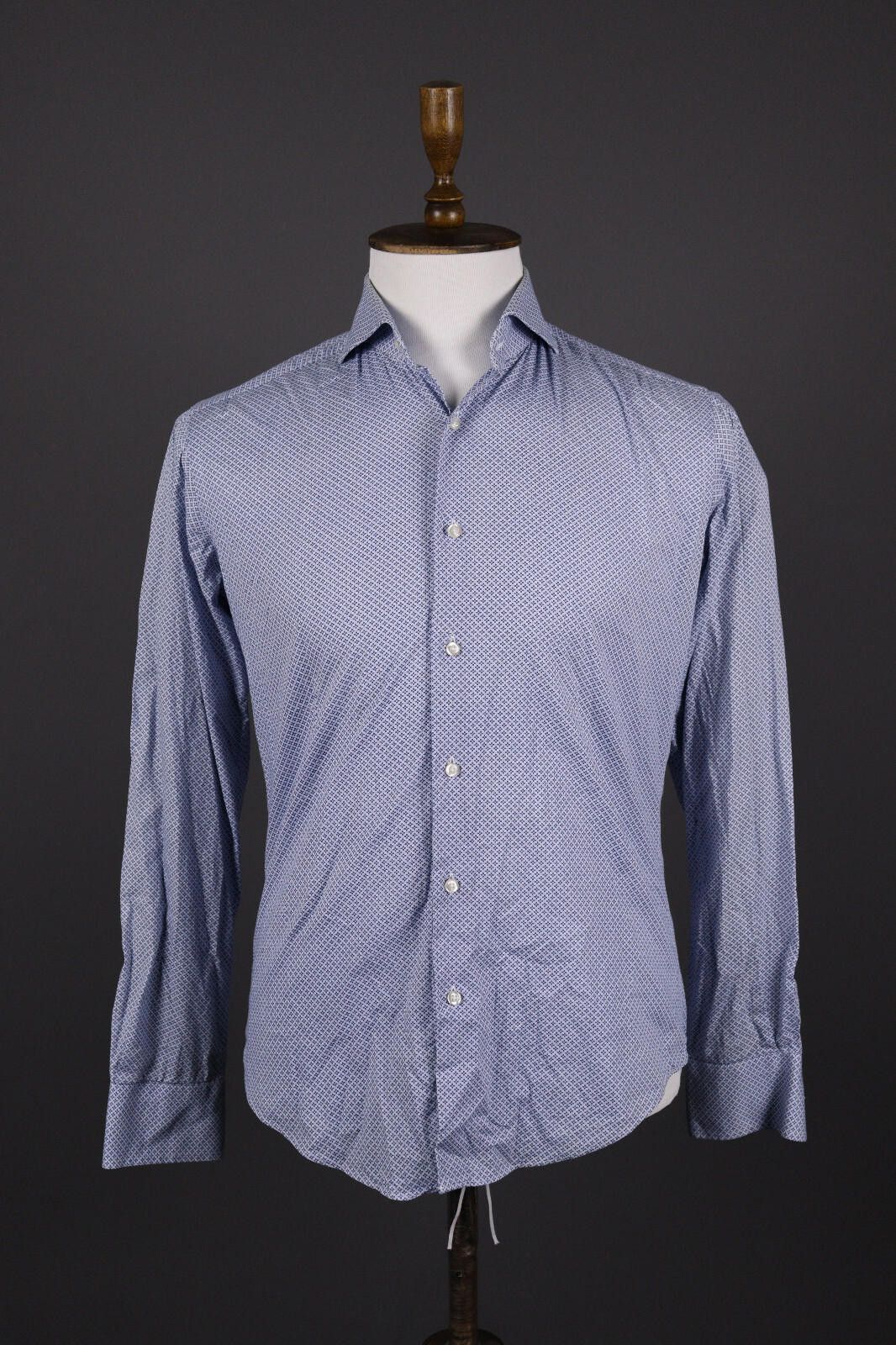 Designer Bottega del Sarto Slim Fit Blue Button Down Shirt Size 39 Size US M / EU 48-50 / 2 - 1 Thumbnail