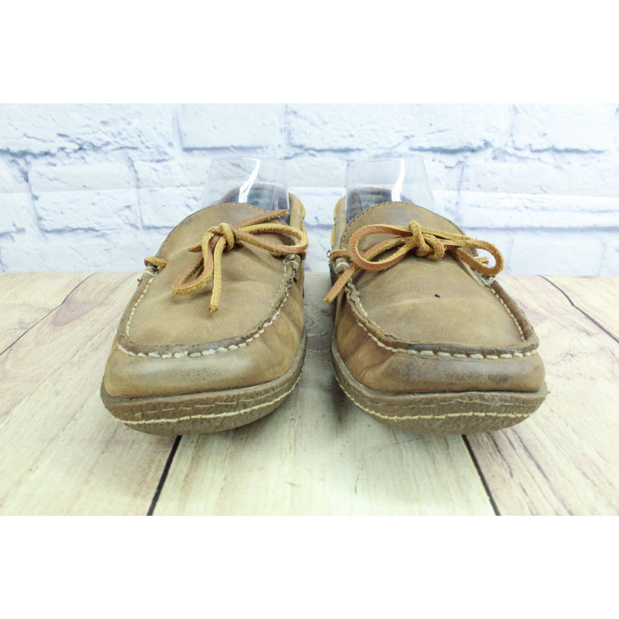 L.L. Bean LL Bean Men's Brown Leather Flannel Lined Crepe Slippers Size US 7 / EU 40 - 4 Thumbnail