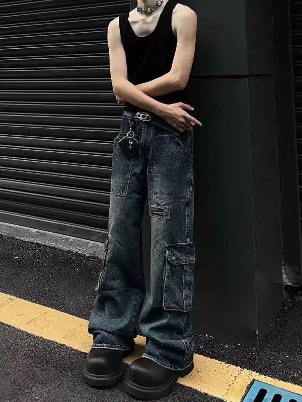 VIBE Distressed washed zippered multi-pocket cargo jeans Size US 34 / EU 50 - 7 Thumbnail