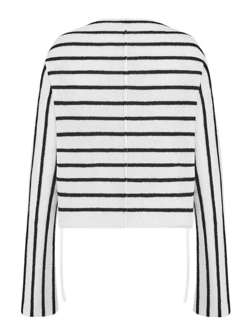 Dior DIOR $1800 White/Navy Wool Sweater New & Authentic Size S / US 4 / IT 40 - 2 Thumbnail