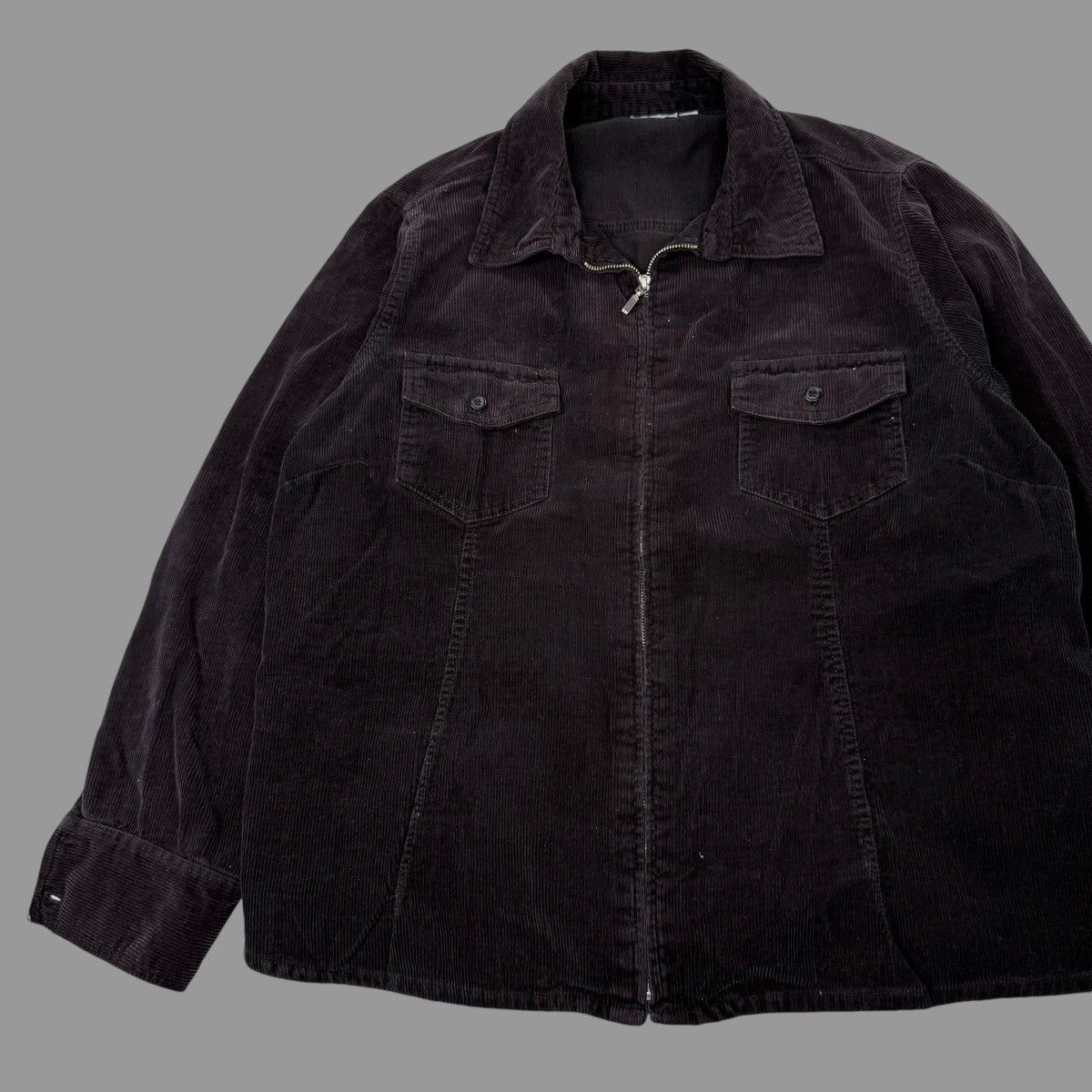 Vintage Vintage blank black corduroy zip up jacket Size US L / EU 52-54 / 3 - 2 Thumbnail