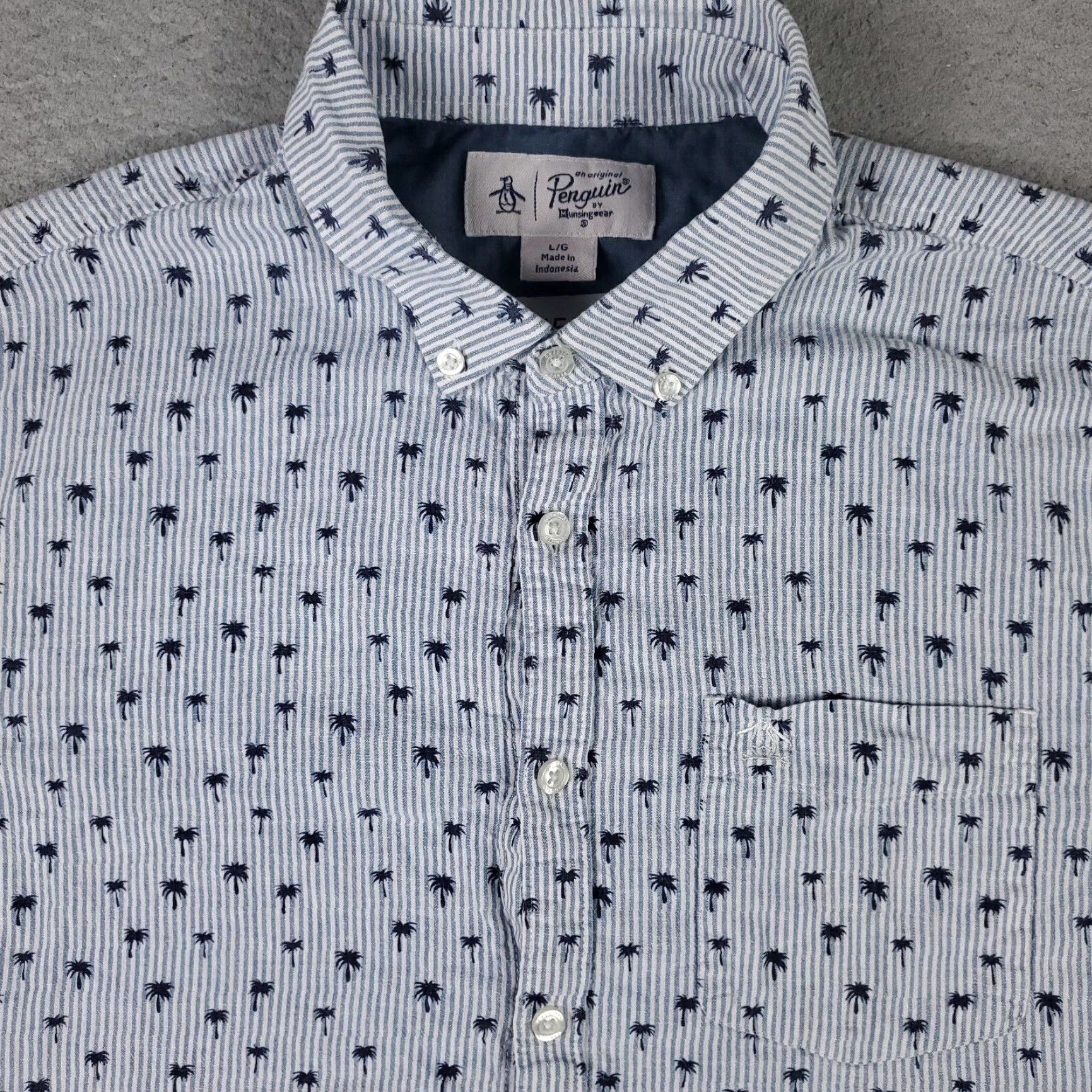 Original Penguin Original Penguin Button-Up Shirt Mens Large Blue Floral Casual Short Sleeve Size US L / EU 52-54 / 3 - 2 Thumbnail