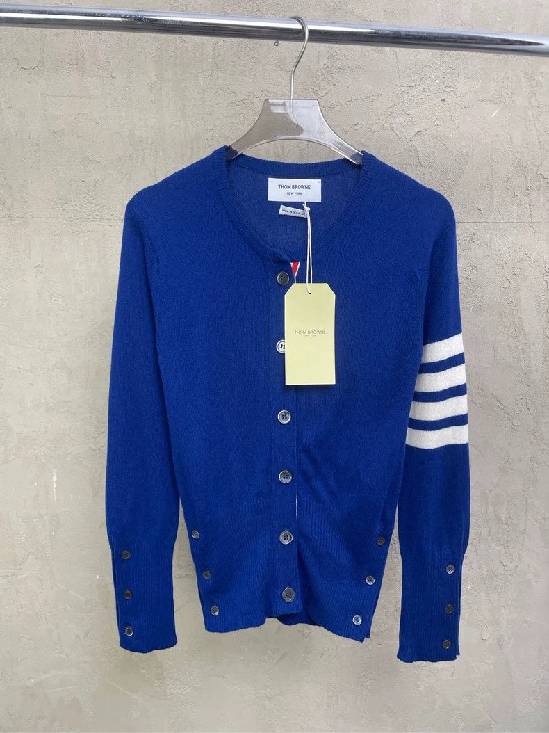 Thom Browne Thom browne Klein blue four-striped cashmere round-neck ca Size XS / US 0-2 / IT 36-38 - 1 Thumbnail