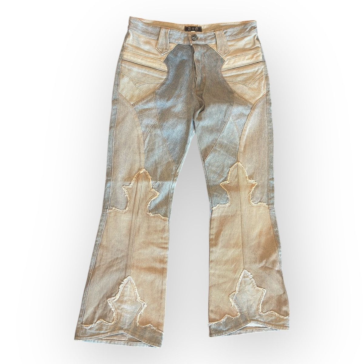 A&G Rock A&G Fleur Knee Flared Patchwork Denim Size US 34 / EU 50 - 4 Thumbnail