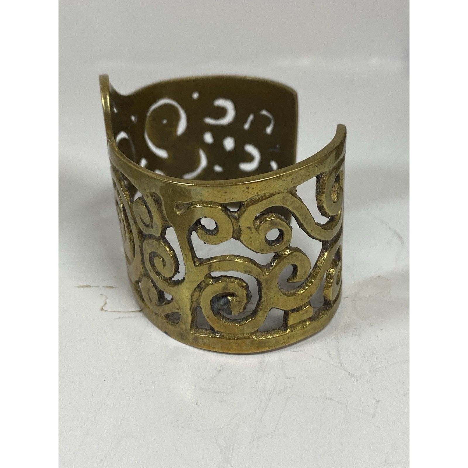 Other Artisan Modernist Etruscan Egyptian Brass Cuff Bangle Bracel Size ONE SIZE - 2 Thumbnail