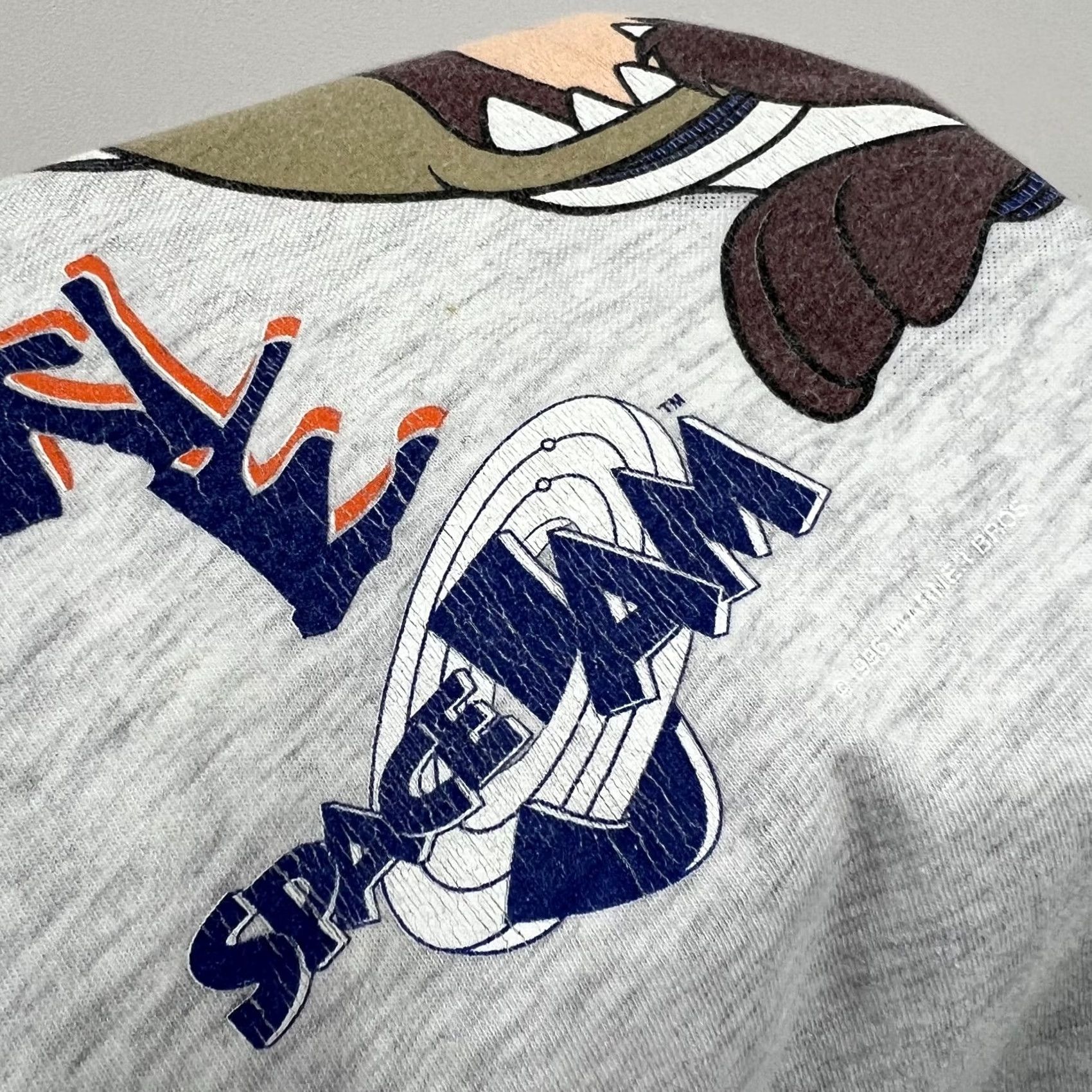 Vintage Vintage Space Jam Taz Slam Dunk Tee T-Shirt L/M Men Short Sleeve Crew Neck Light gray 90s Mens Size US L / EU 52-54 / 3 - 6 Thumbnail