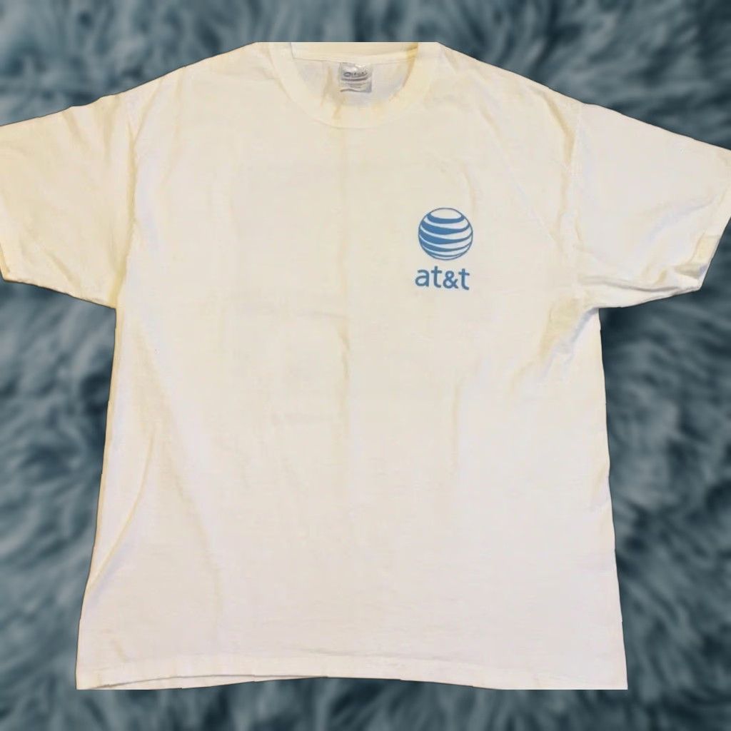 Apple VINTAGE AT&T Shirt Mens L White Cotton Crew Neck Short Sleeve 80s 90s Y2K Retro Tech Phone Funny Grunge Rock California USA Size US L / EU 52-54 / 3 - 1 Thumbnail