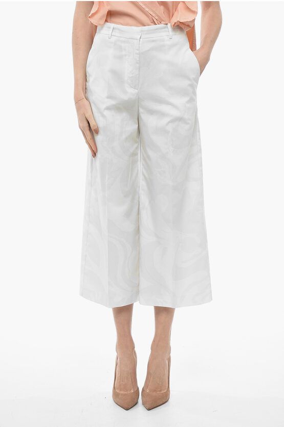 image of Etro Cotton Cropped Fit Palazzo Pants in White, Women's (Size 30)