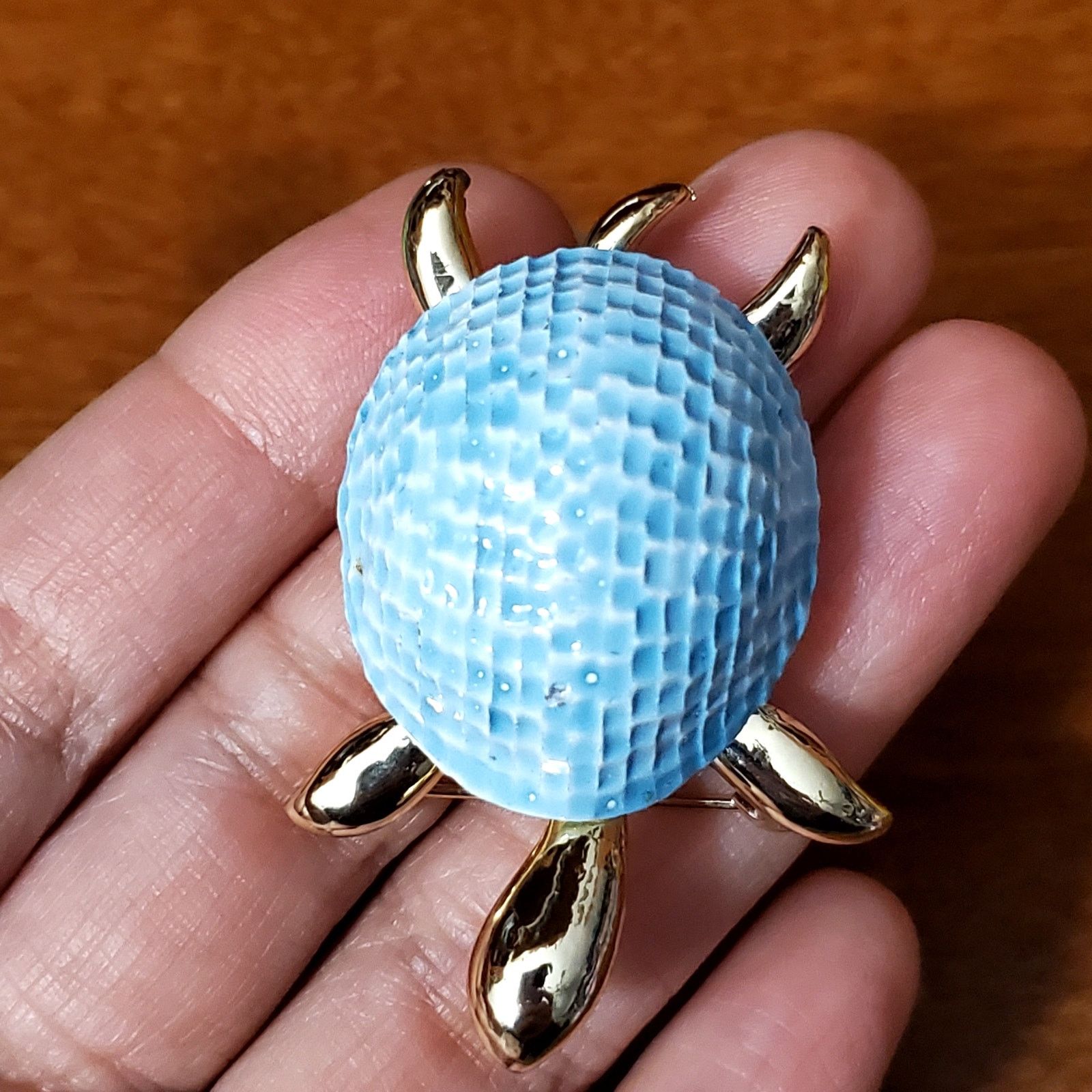 Other Vintage Gerrys Blue Enamel Turtle Brooch Pin 1.5" Reptile Size ONE SIZE - 6 Thumbnail