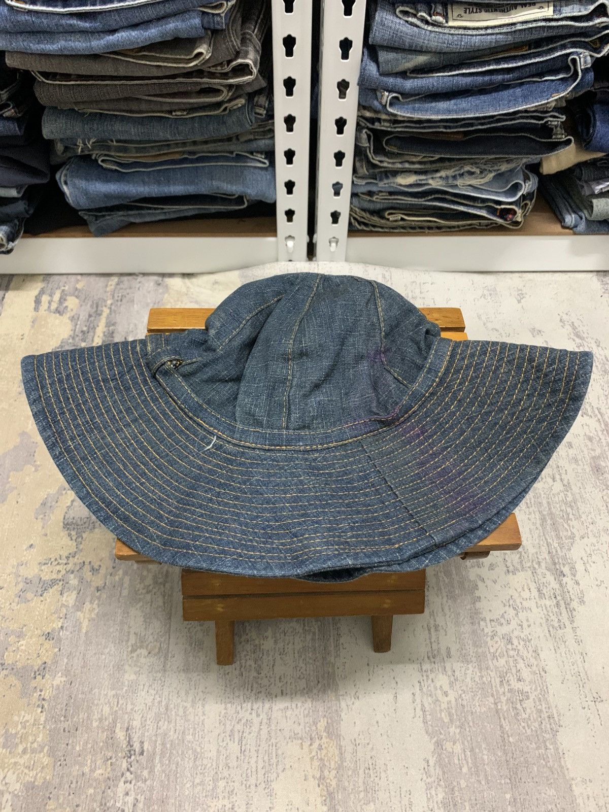 Japanese Brand Dorfman Pacific Denim Bucket Hats Wide Brim Size ONE SIZE - 8 Thumbnail