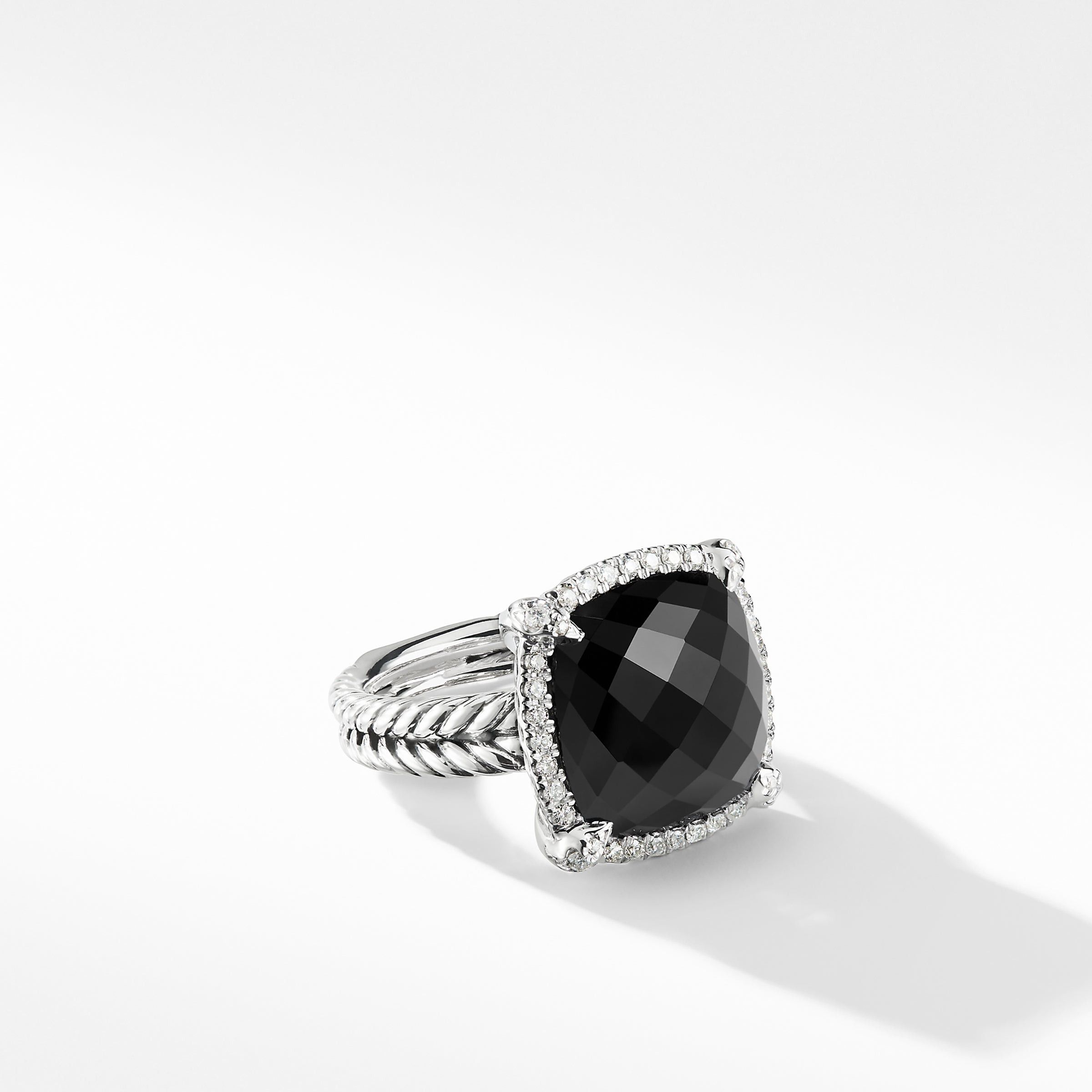 David Yurman o1w1db10525 R12746D Ring in Silver with Onyx and Diamond Size ONE SIZE - 1 Thumbnail