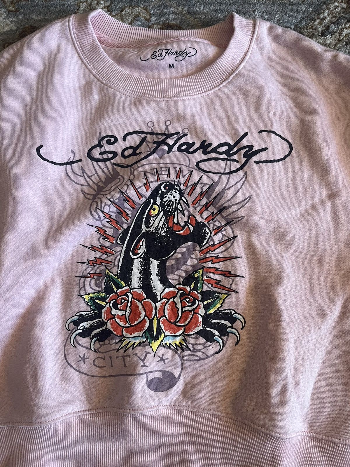 Ed Hardy Pink Ed Hardy Cropped Graphic Panther Sweater M Size M / US 6-8 / IT 42-44 - 3 Thumbnail