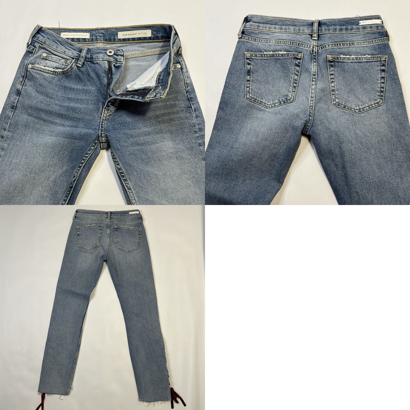 Anthropologie Anthropologie Pilcro Velvet Lace Tie Mid Rise Slim Straight Jeans Blue Size 25 Women Size 42" / US 20 - 9 Thumbnail