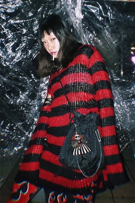 Japanese distressed striped knit raf simons style