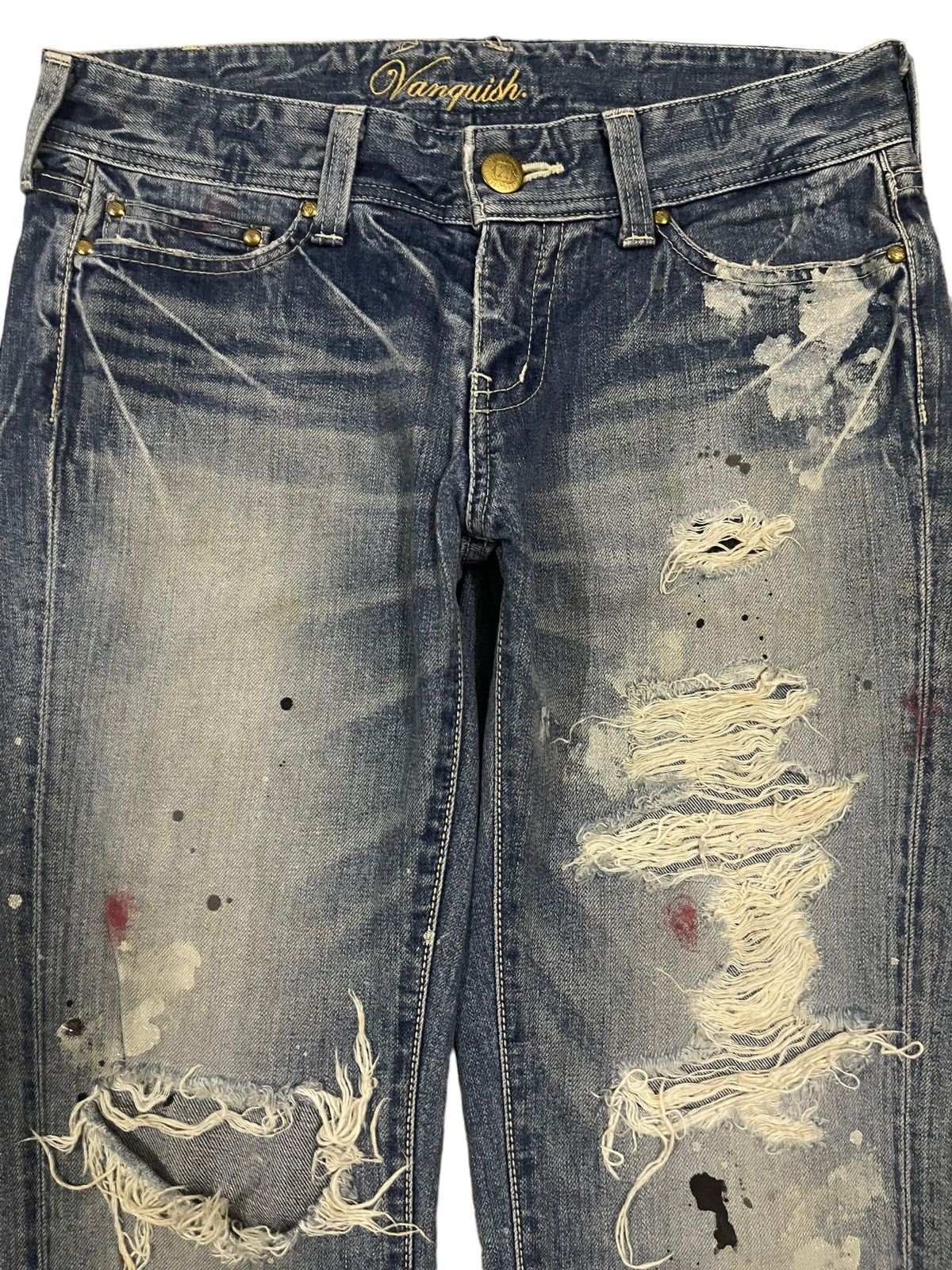 Vanquish Vintage Japan Vanquish Paint Splatter Distressed Jeans Size US 31 - 3 Thumbnail