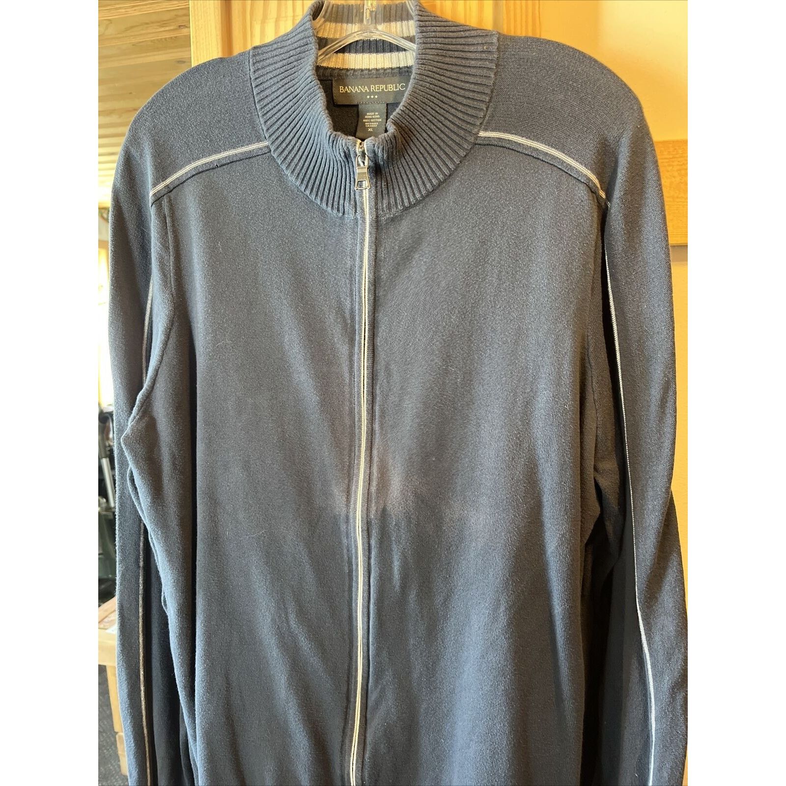 Banana Republic Banana Republic Mens Large Blue 100% Cotton Full Zip sweater Size US L / EU 52-54 / 3 - 12 Thumbnail