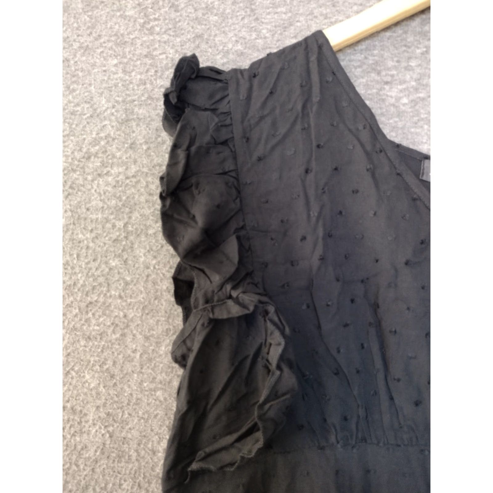 Vintage SOLERSUN Dress Womens XL Black Eyelet V Neck Ruffle Sleeveless A Line Size XL / US 12-14 / IT 48-50 - 7 Thumbnail