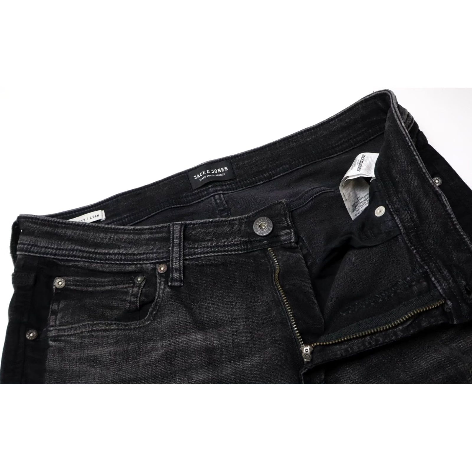 Jack & Jones JACK & JONES Skinny Jeans Liam W33/L30 Black Distressed Zip Fly Men's Skinny Fit Denim Pants Size US 33 - 4 Thumbnail