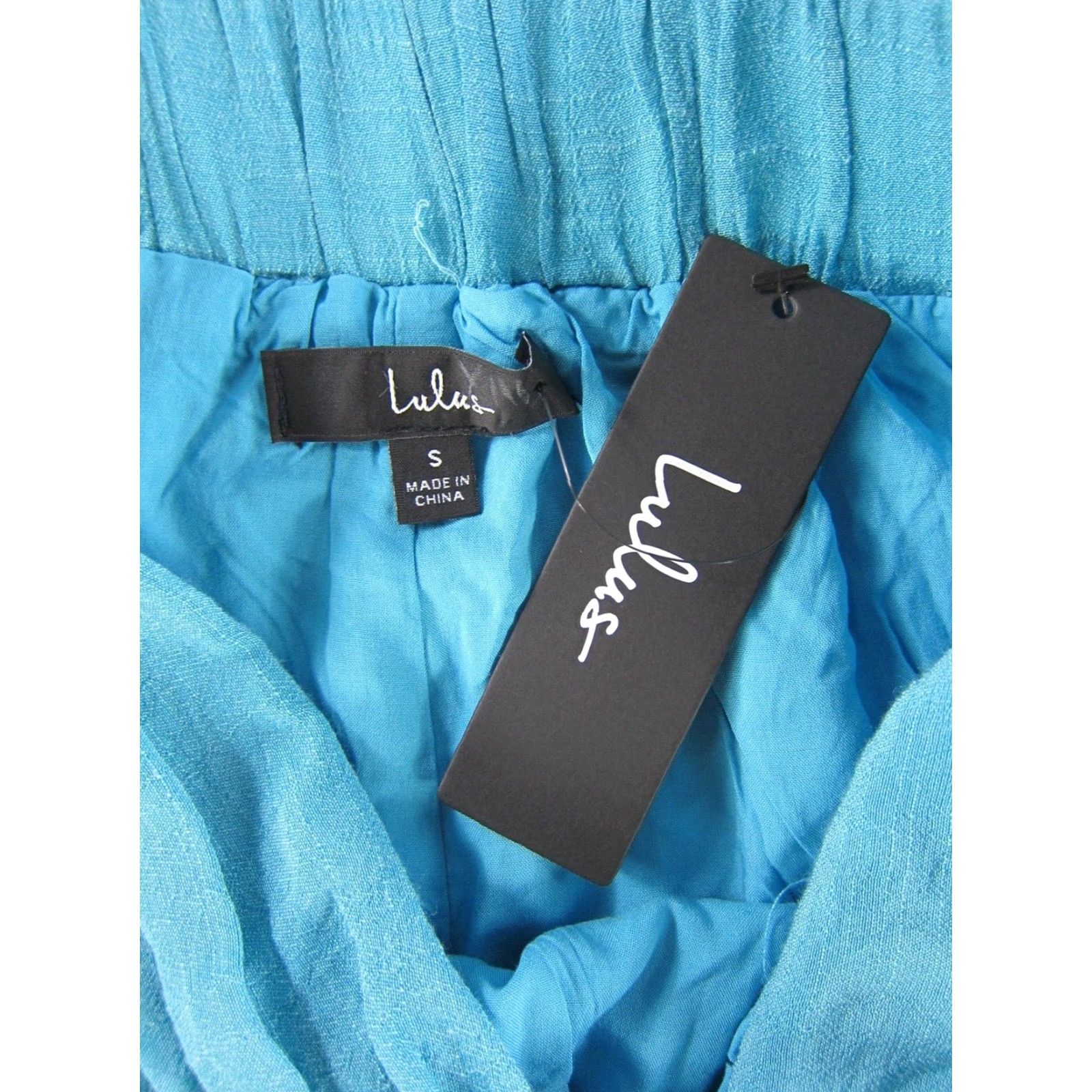 Lulus NWT Lulu's Teal Blue Rayon High Rise Waist Wide Leg Pants Women Small Size 28" / US 6 / IT 42 - 4 Thumbnail