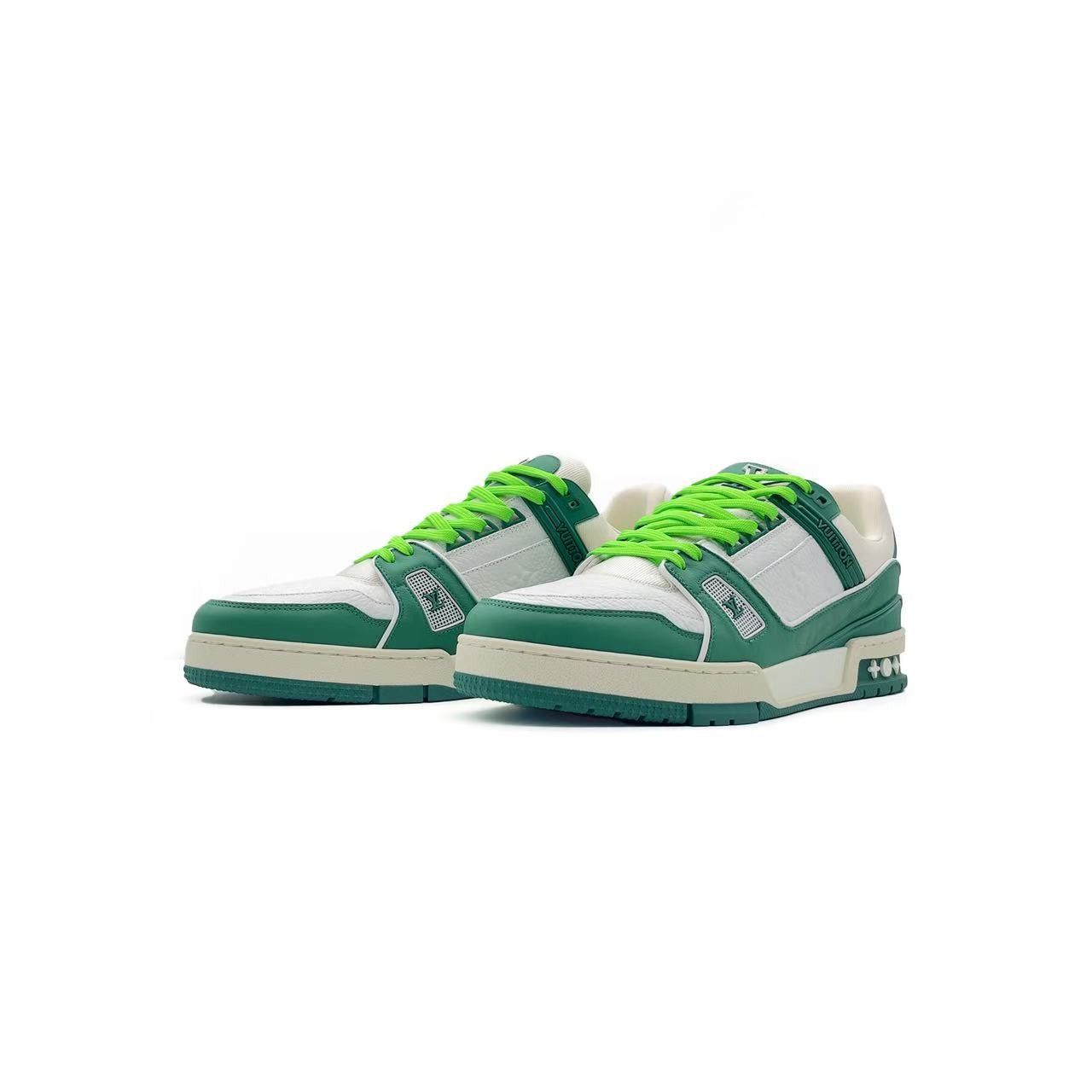 Louis Vuitton Louis Vuitton Green & White Leather Trainer Sneakers Size US 9 / IT 39 - 2 Thumbnail