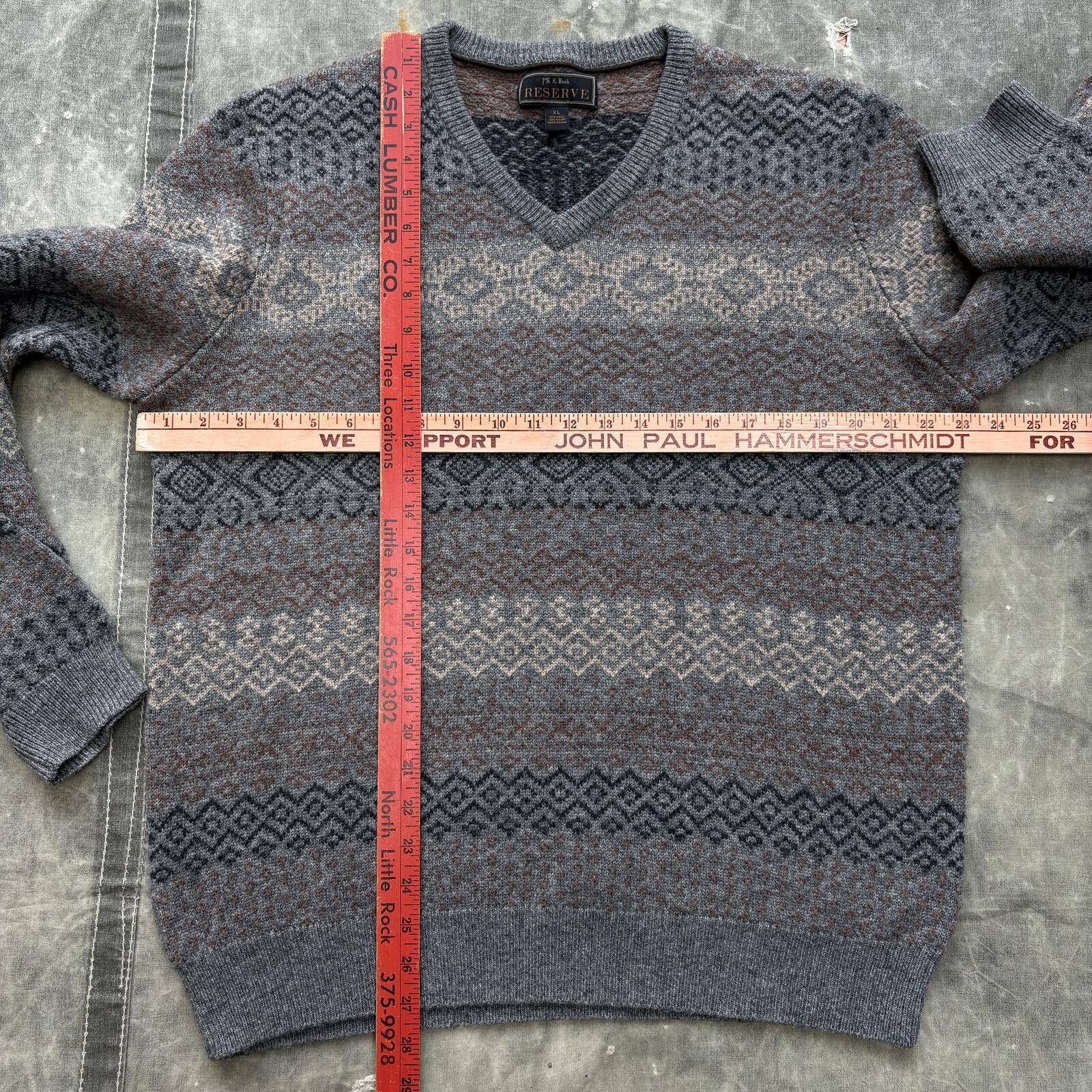 Jos. A. Bank Vintage Y2K Wool Fair Isle Unique Knit Preppy Grunge Sweater Size US XL / EU 56 / 4 - 3 Thumbnail