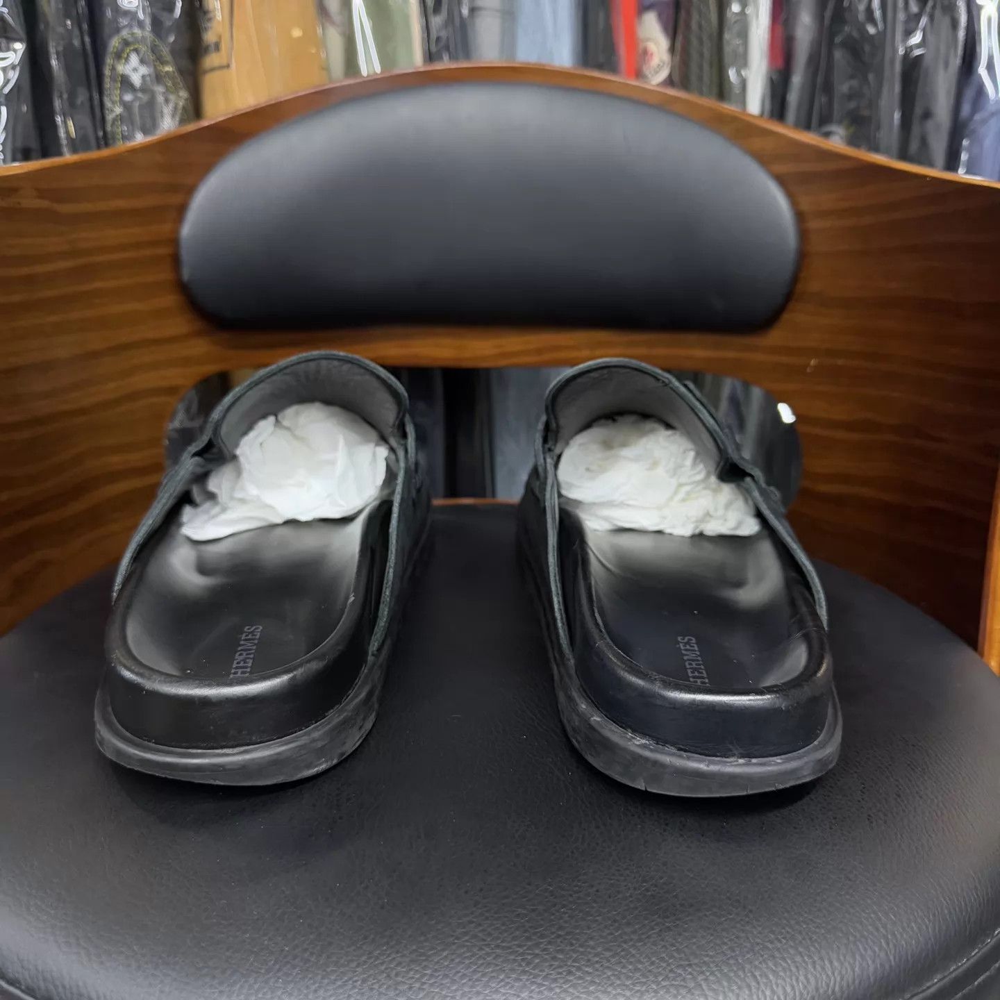 Hermes Hermes Black Mule Slippers 42.5 Excellent Condition Size US 9.5 / EU 42-43 - 3 Thumbnail