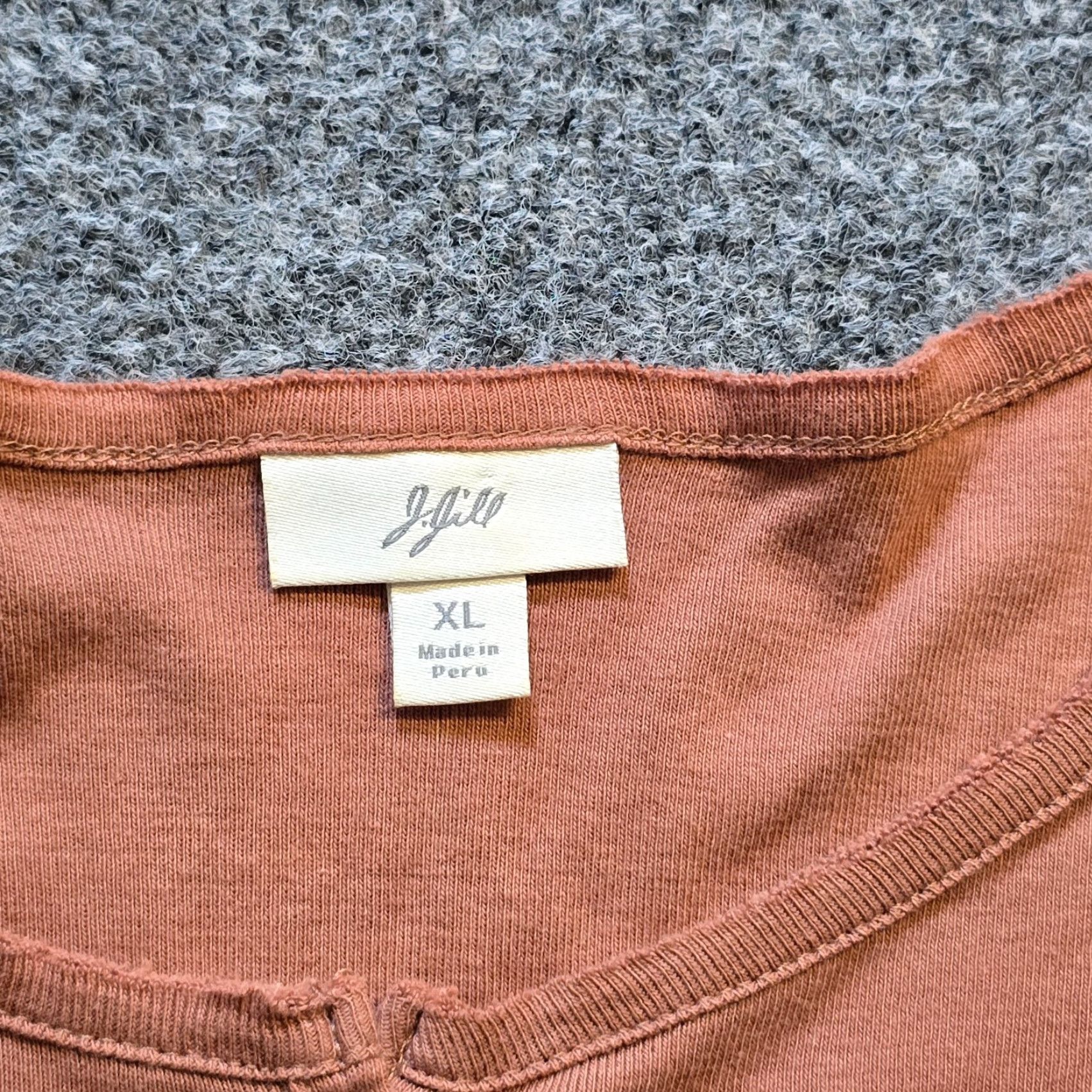 J. Jill J Jill Top Womens XL Henley Long Sleeve Pima Cotton Capsule Brown Orange Casual Shirt Womens XL Size XL / US 12-14 / IT 48-50 - 3 Thumbnail