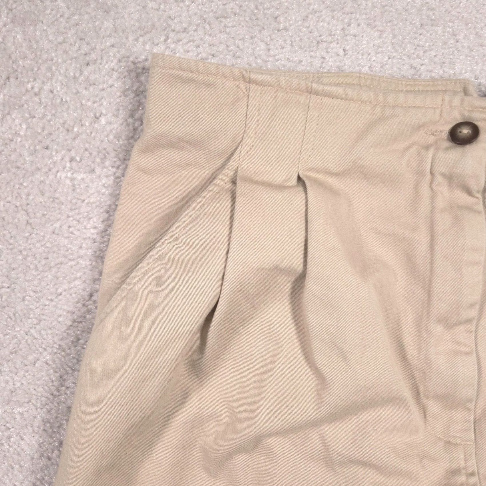 Vintage Liz Sport Skirt Womens 16 Beige Twill Knee Length Pleated Pockets Buckle Back Size 38" / US 16 / IT 52 - 4 Thumbnail