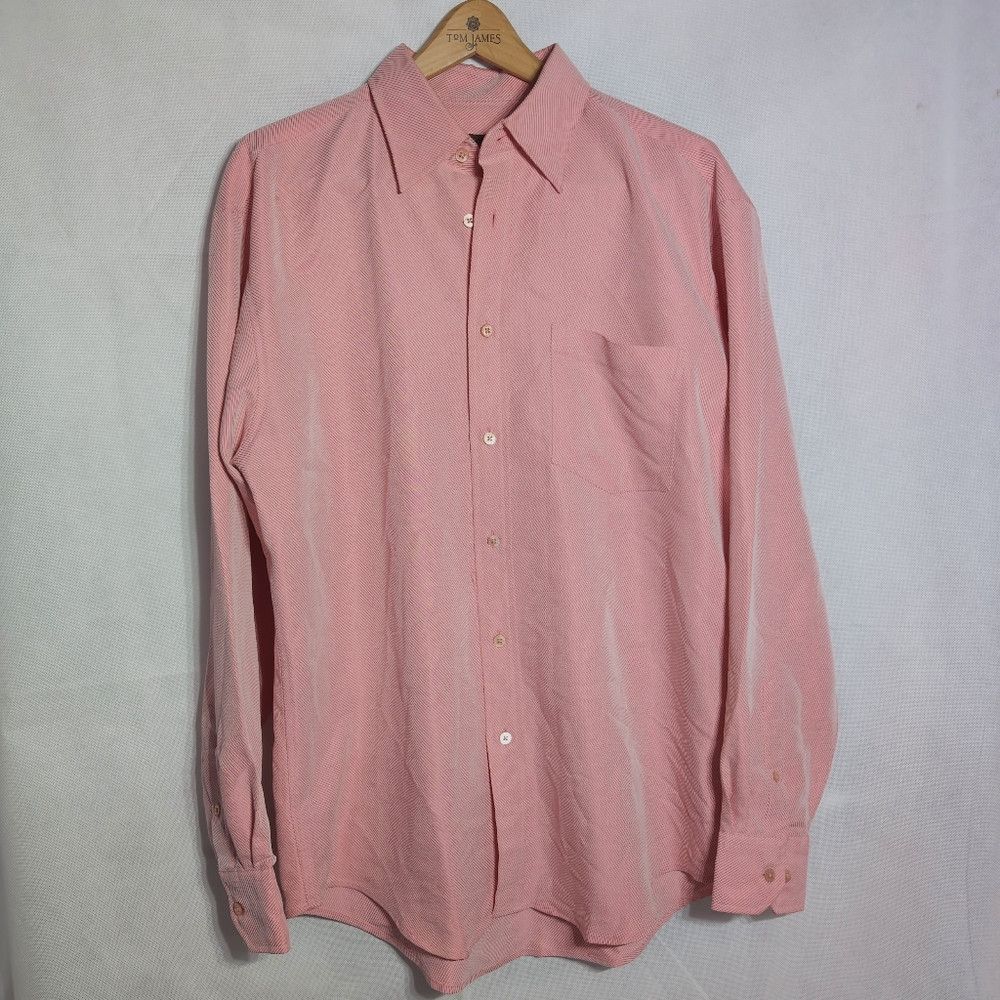 BUGATCHI Bugatchi Uomo Sz L Men's Pink Casual Shirt Tiny Diagonal S Size US L / EU 52-54 / 3 - 2 Thumbnail