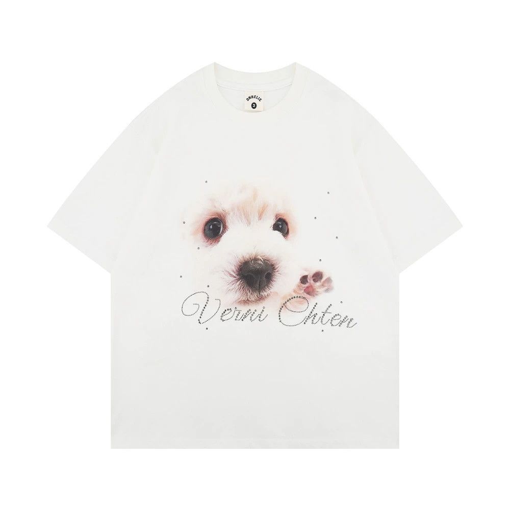 Vintage Men's casual loose street round neck puppy print T-shirt Size US M / EU 48-50 / 2 - 1 Thumbnail