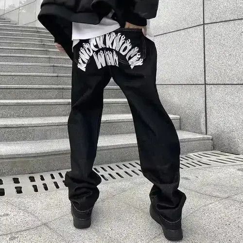 Japanese Brand Devil Graphic Painted Black Baggy Denim Jeans Size US 32 / EU 48 - 4 Thumbnail