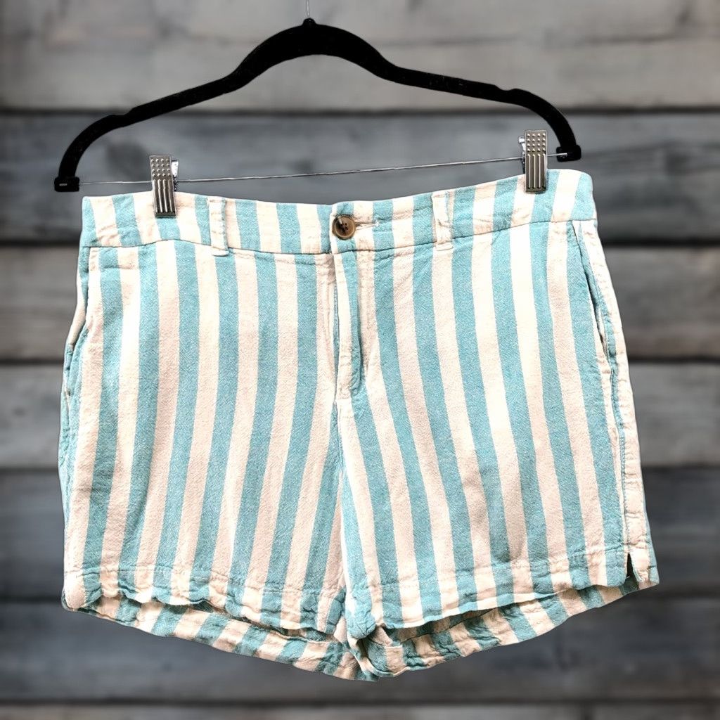 Old Navy Old Navy Womens Shorts Linen Blend Blue White Striped Beachy Size 10 Extra Large Size 32" / US 10 / IT 46 - 1 Thumbnail