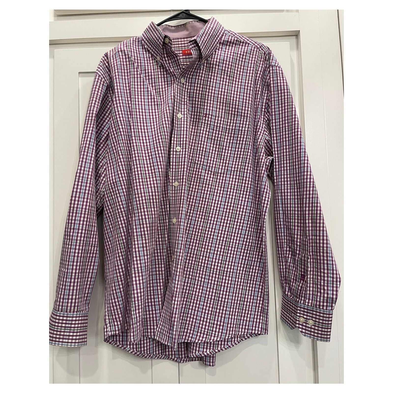 Izod IZOD purple plaid men's long sleeve button up L Size US L / EU 52-54 / 3 - 11 Thumbnail