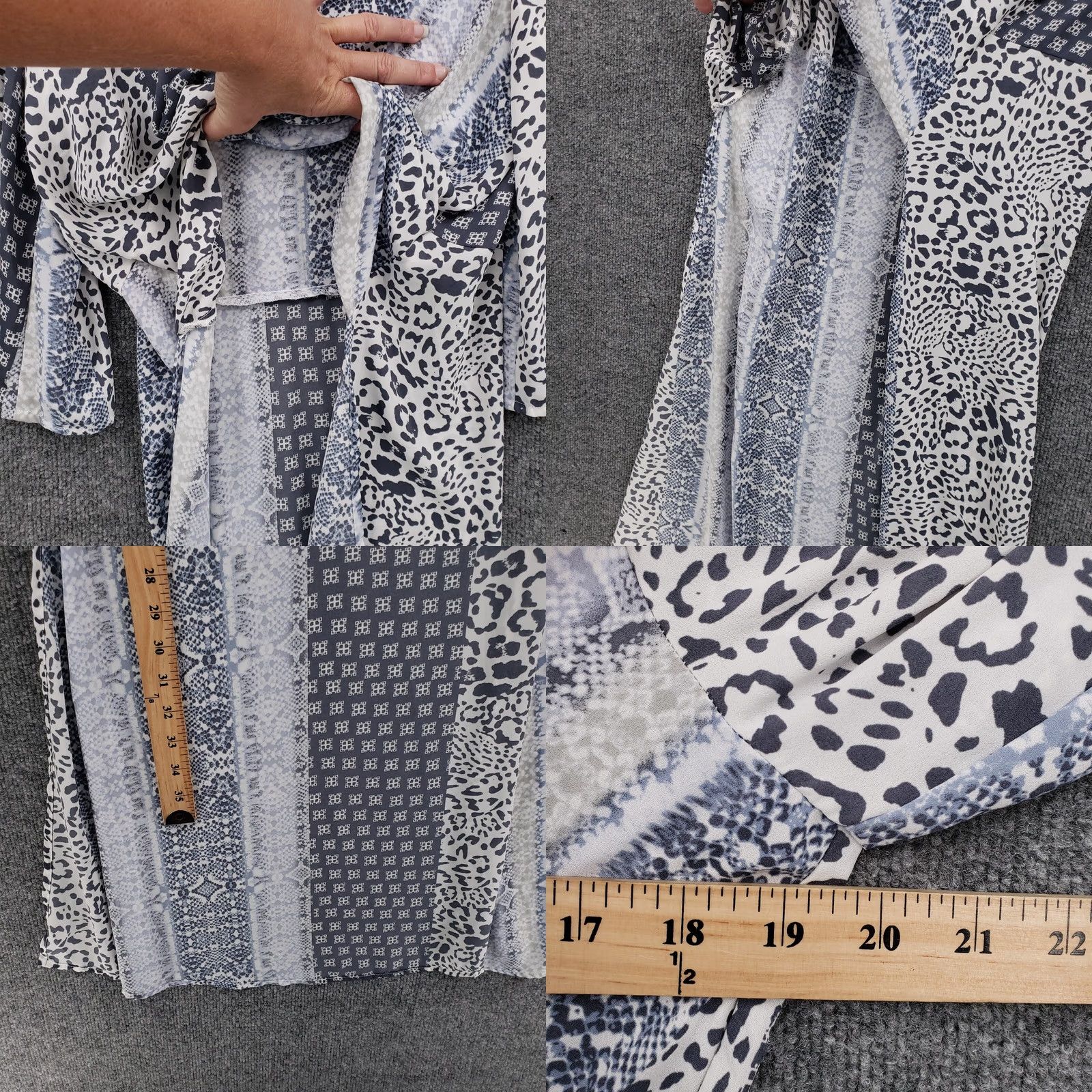 Vintage New York & Company Soho Dress Women M Blue Animal Print Shift Front 3/4 Sleeve Knee Length Shirt Dress Womens M Blue Animal Print Twist Front Size M / US 6-8 / IT 42-44 - 8 Thumbnail