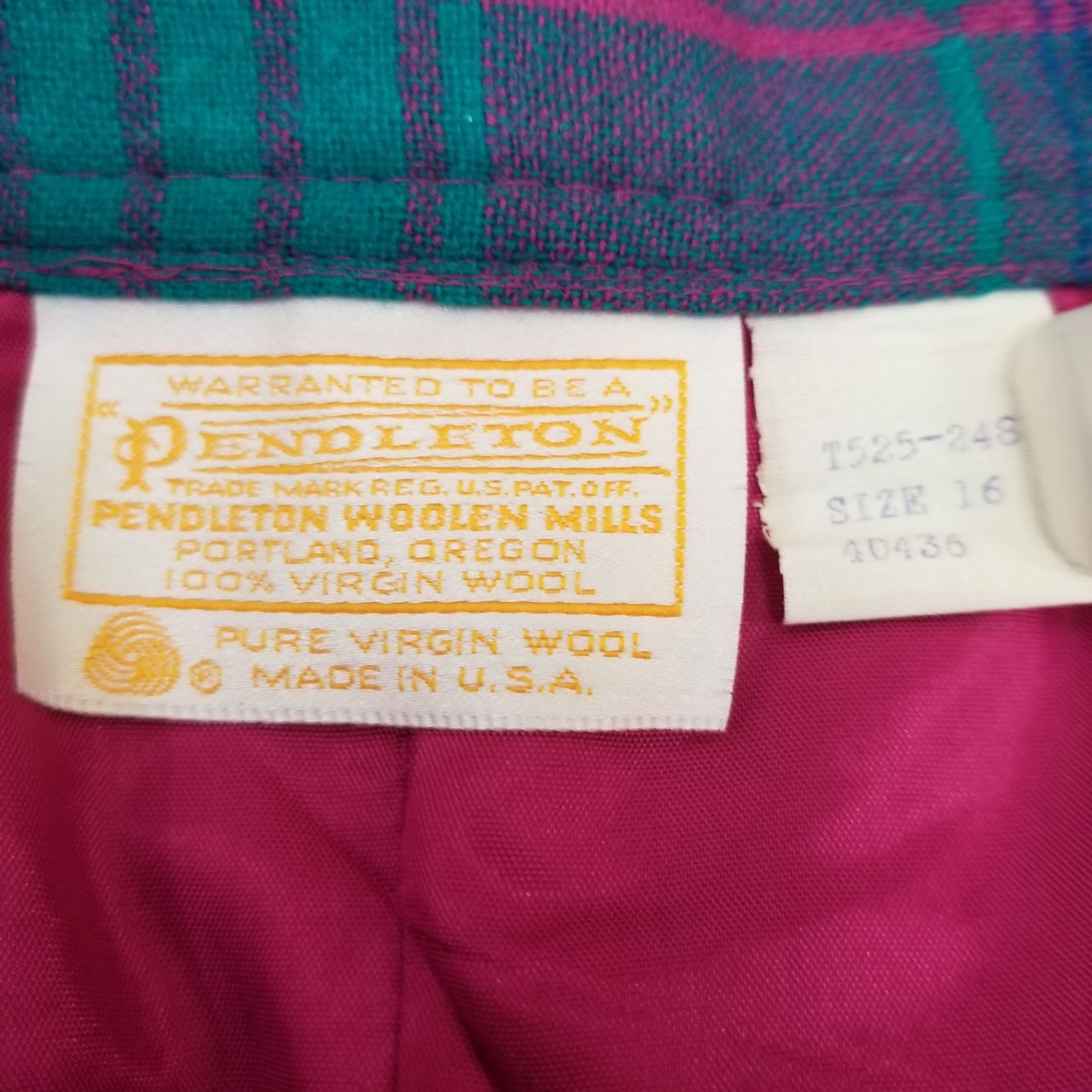 Pendleton Pendleton 16 Pink Green Plaid Virgin Wool Skirt USA Pockets Size 38" / US 16 / IT 52 - 4 Thumbnail
