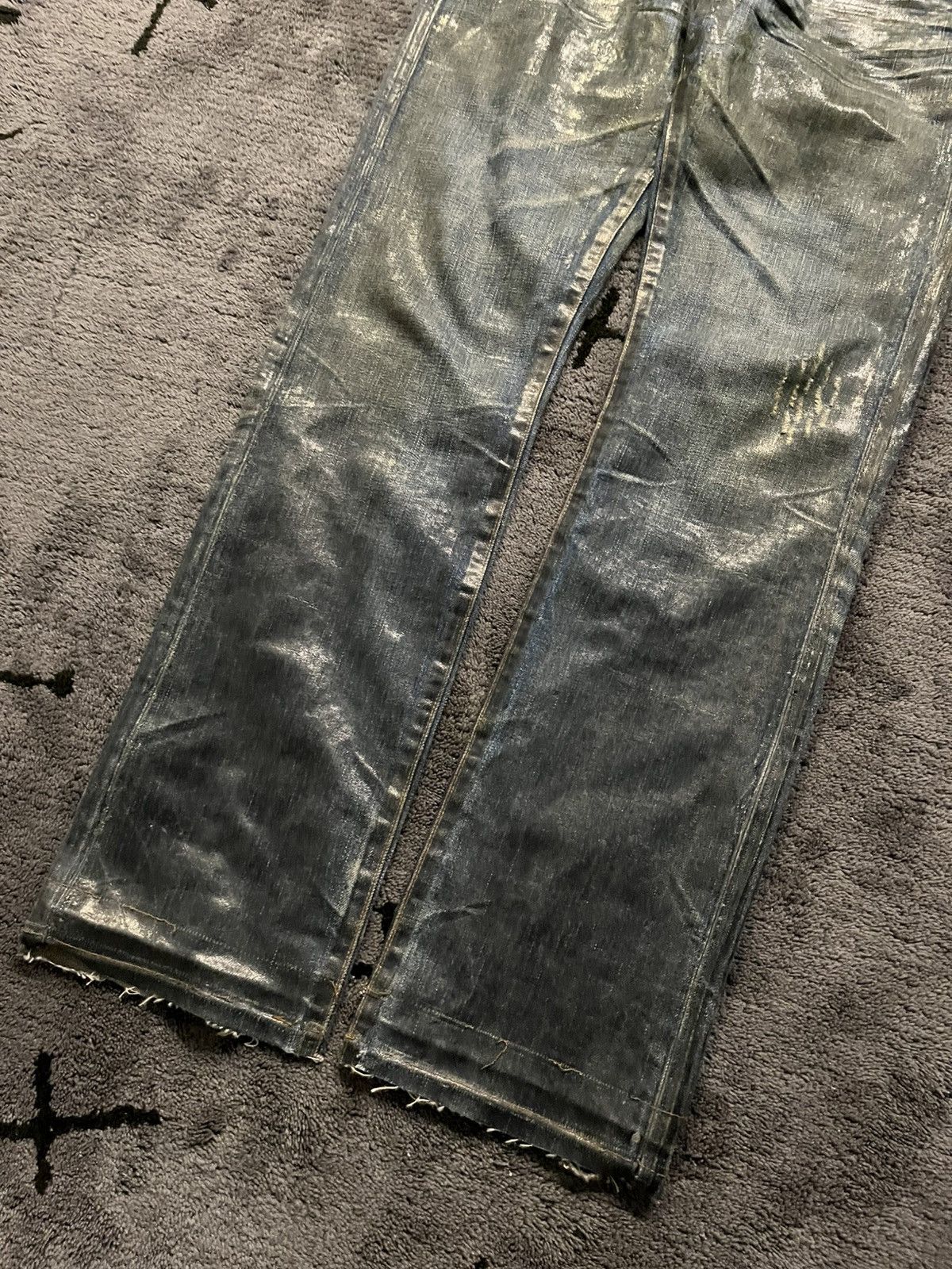 Dior × Hedi Slimane AW03 Luster Waxed Clawmark Denim Jeans Size US 32 / EU 48 - 3 Thumbnail