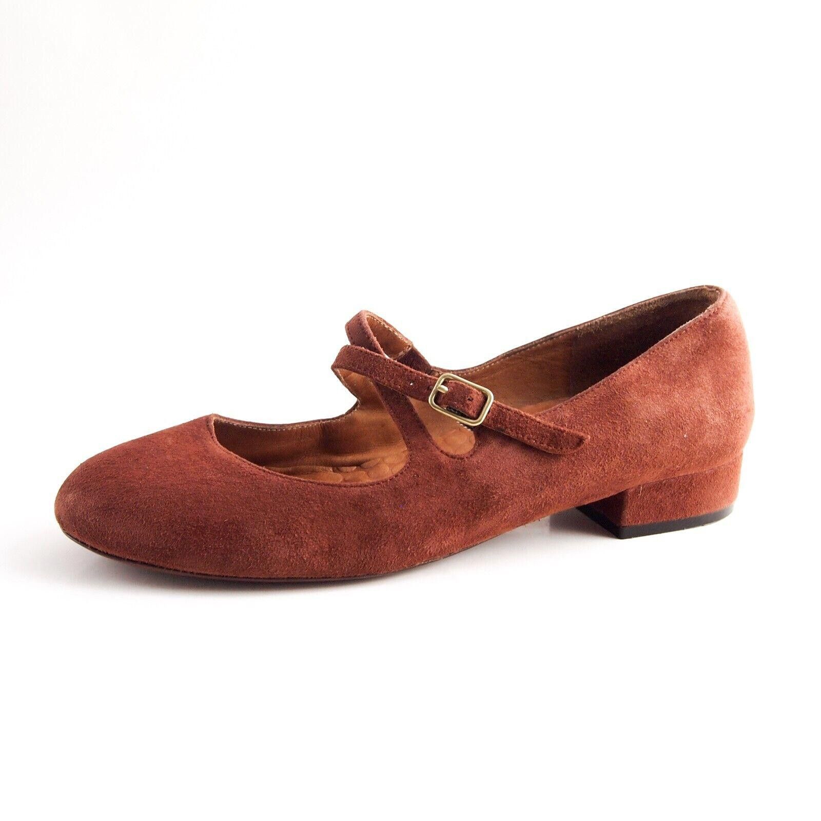 Designer Chie Mihara Mary Jane Flats Red Suede EU 38.5 US 8.5 Size US 8.5 / IT 38.5 - 2 Thumbnail