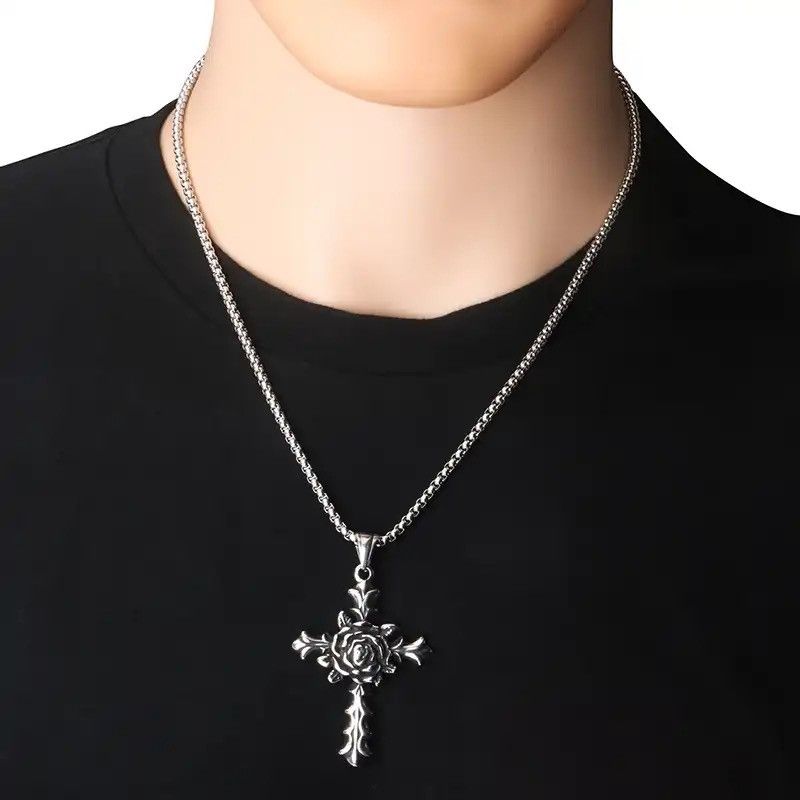 Jewelry Gothic Rose Cross Necklace Size ONE SIZE - 2 Thumbnail