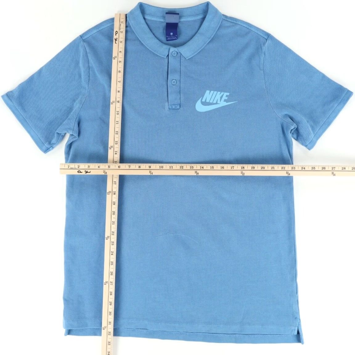 Nike VINTAGE Nike Garment Dyed Cotton Solid Polo Shirt Blue Men's XL Size US XL / EU 56 / 4 - 3 Thumbnail